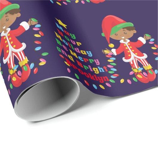 Multicultural Boy Elf personaliseren Cadeaupapier (Rol Hoek)