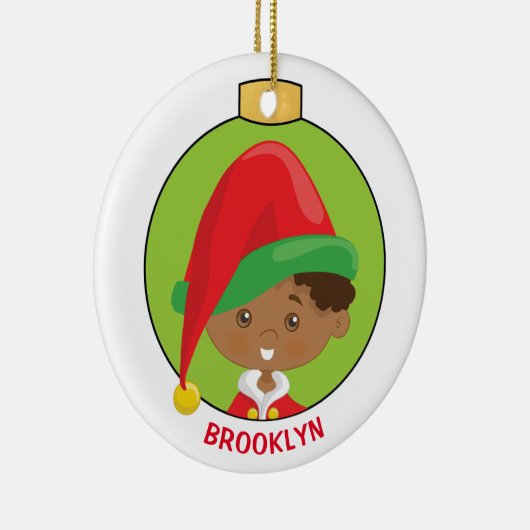 Multicultural Boy Elf personaliseren Keramisch Ornament (Rechts)