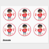 Multicultural Boy Happy Valentine's Day Ronde Sticker (Vel)