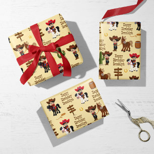 Multicultural Cowboy Personalized Wrapping Paper