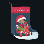 Multicultural Elf Girl met Rudolph Kleine Kerstsok<br><div class="desc">Speciaal multicultureel Elf Stocking. Bekijk meer van mijn gepersonaliseerde producten.</div>