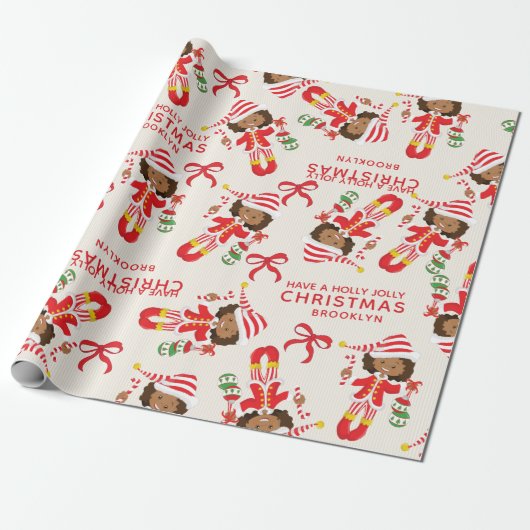 Multicultural Elf personaliseren Cadeaupapier (Uitgerold)