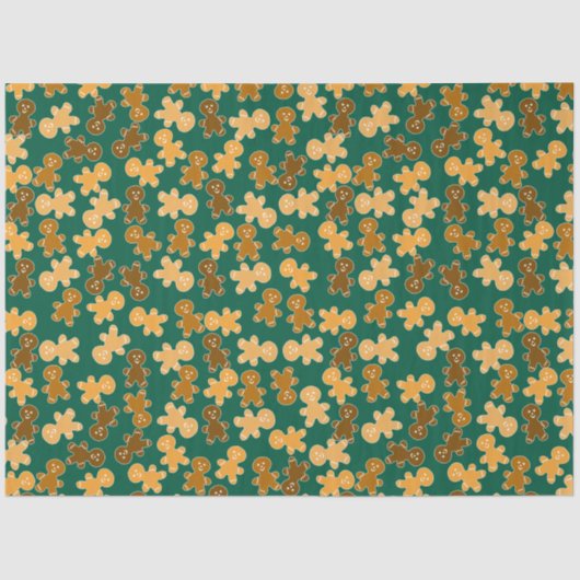Multicultural Gingerbread Man Pattern on Green Tissuepapier (Voorkant)