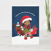 Multicultural Girl Elf Holiday Card Feestdagen Kaart (Voorkant)