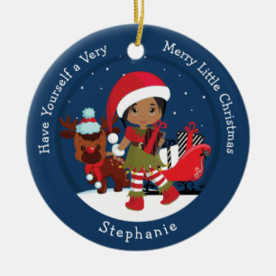 Multicultural Girl Elf Keramisch Ornament