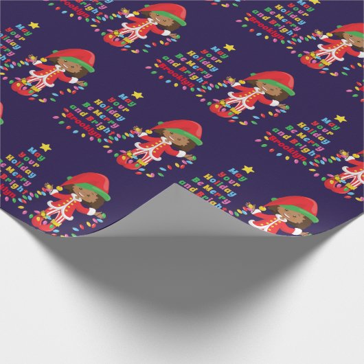 Multicultural Girl Elf personaliseren Cadeaupapier (Hoek)