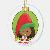 Multicultural Girl Elf personaliseren Keramisch Ornament (Links)