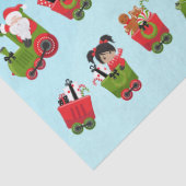 Multicultural Girl Riding Kersttrein Tissuepapier (Detail)