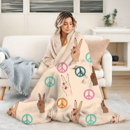 Multicultural Hand Pattern Fleece Deken