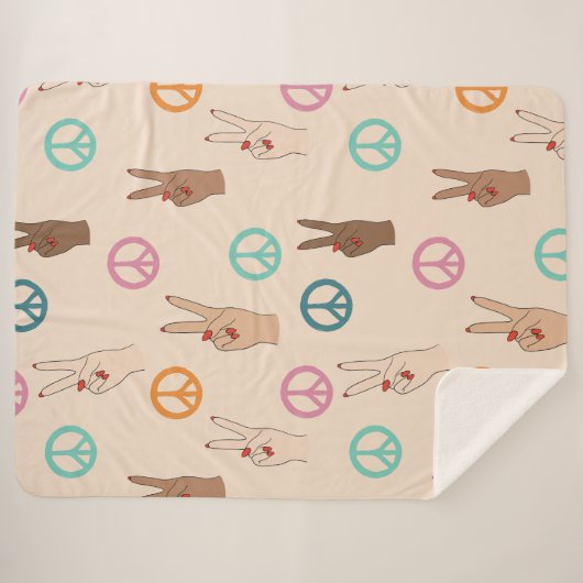 Multicultural Hand Pattern Sherpa Deken (Voorkant (horizontaal))