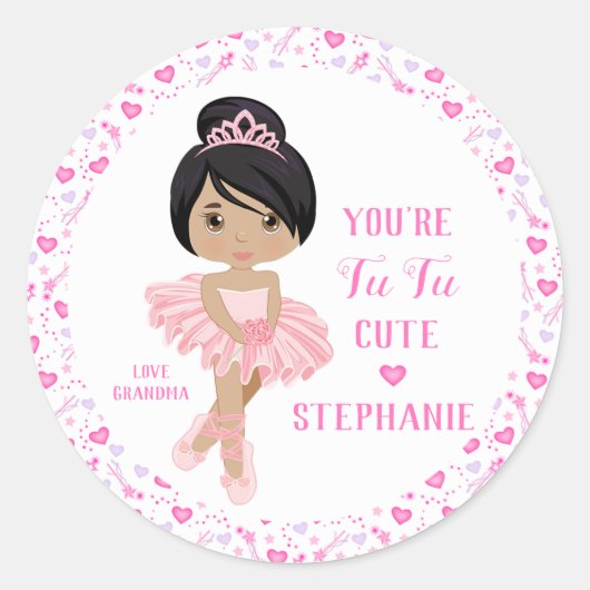 Multicultural Tu Tu Cute Ballerina Ronde Sticker (Voorkant)