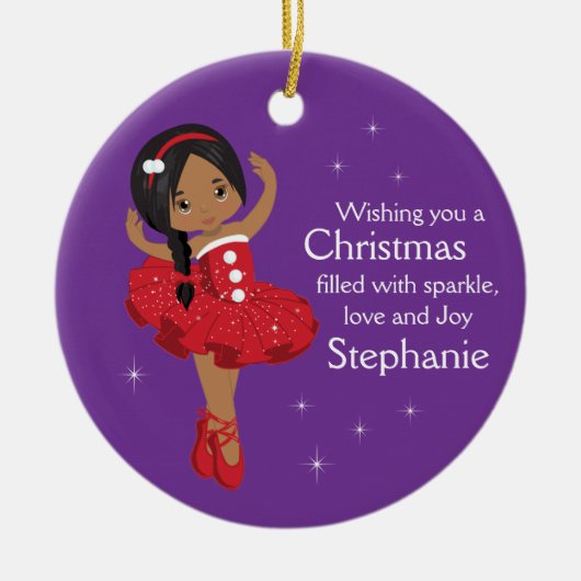 Multicultureel kerstfeest Ballerina-keramisch Orna Keramisch Ornament (Voorkant)