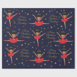 Multicultureel kerstfeest ballerina personaliseren cadeaupapier