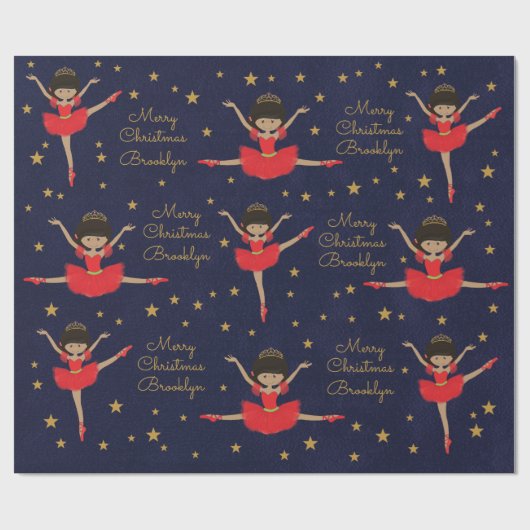 Multicultureel kerstfeest ballerina personaliseren cadeaupapier (Vlak)
