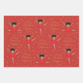 Multicultureel kerstfeest ballerina personaliseren inpakpapier vel (Voorkant 2)