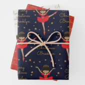 Multicultureel kerstfeest ballerina personaliseren inpakpapier vel (In situ)