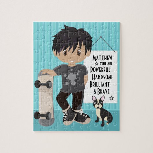 Multicultureel Krachtig en Brave Boy Jigzaag Puzzl Legpuzzel (Verticaal)