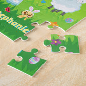 Multicultureel meisje met paasbunny Jigzaag Puzzle Legpuzzel (Zijkant)