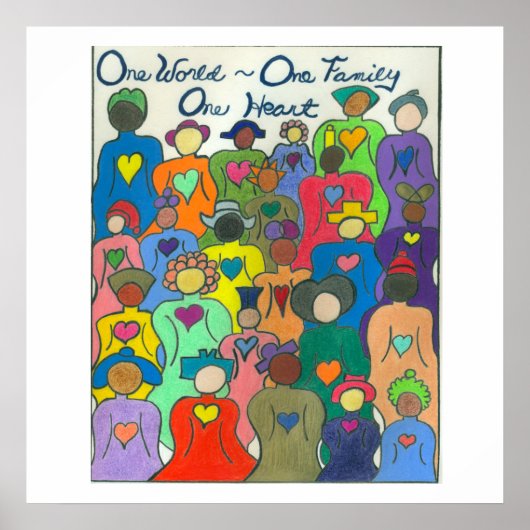 Multicultureel Poster één wereld, één familie, har (Voorkant)