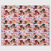 Multiculturele Cherub viert liefde en diversiteit Cadeaupapier (Vlak)