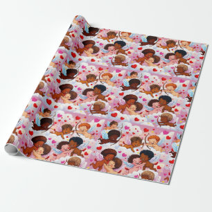 Multiculturele Cherub viert liefde en diversiteit Cadeaupapier