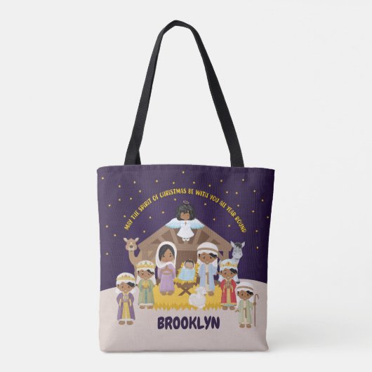 Multiculturele Geboorte Scène Canvas tassen voor K (Achterkant)