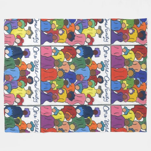 Multiculturele, interraciale, diversiteitsgrens fleece deken (Voorkant (Horizontaal))