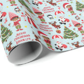 Multiculturele jongen elf kerst gepersonaliseerd cadeaupapier (Rol Hoek)