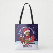 Multiculturele jongen gepersonaliseerde kerst Canv Tote Bag (Voorkant)