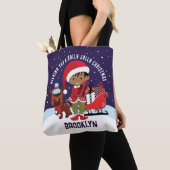 Multiculturele jongen gepersonaliseerde kerst Canv Tote Bag (Dichtbij)