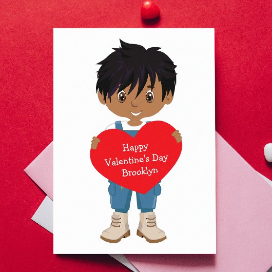Multiculturele jongen Valentijnsdag Kaart