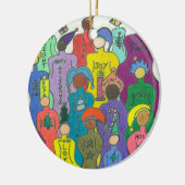 Multiculturele kerstcirkel, ornament-2, met inslag keramisch ornament (Links)