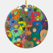 Multiculturele kerstcirkel, ornament-2, met inslag keramisch ornament (Achterkant)