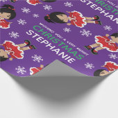 Multiculturele kerstdanser cadeaupapier (Hoek)