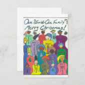 Multiculturele kleine kerstkaart, één wereld kaart (Voorkant / Achterkant)