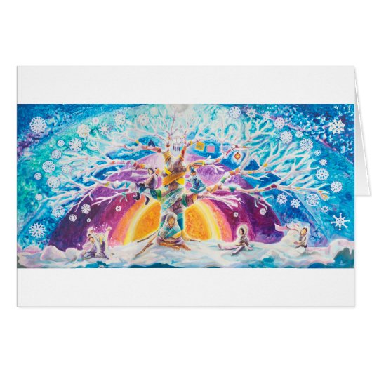 Multiculturele levensboom - Winter | Blanco kaart (Voorkant Horizontaal)