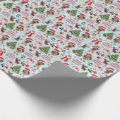 Multiculturele meisje elf kerst gepersonaliseerd cadeaupapier (Hoek)