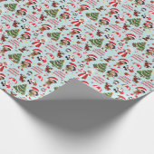 Multiculturele meisje elf kerst gepersonaliseerd cadeaupapier (Hoek)