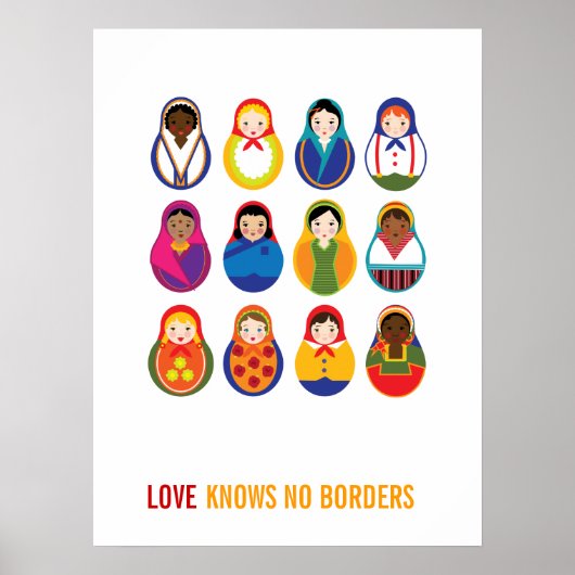 Multiculturele nestpoppen Love kent geen grenzen Poster (Voorkant)