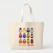 Multiculturele nestpoppen van één liefdeswereld grote tote bag (Voorkant)