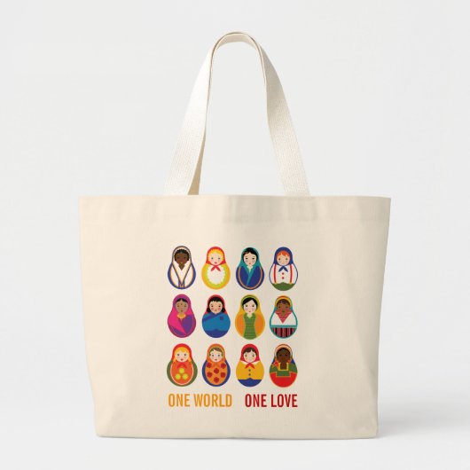 Multiculturele nestpoppen van één liefdeswereld grote tote bag (Voorkant)