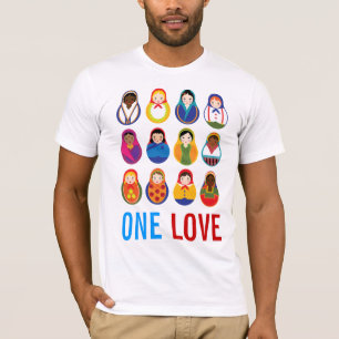 Multiculturele nestpoppen van één liefdeswereld t-shirt