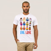Multiculturele nestpoppen van één liefdeswereld t-shirt (Voorkant volledig)