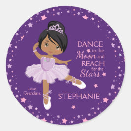 Multiculturele sterren en Moon Ballerina Ronde Sticker