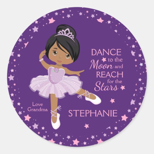 Multiculturele sterren en Moon Ballerina Ronde Sticker (Voorkant)