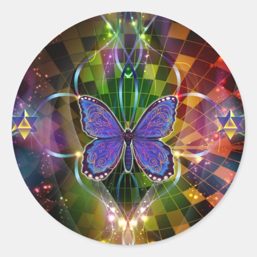 Multidimensionale transformatie - Heilige Geometri Ronde Sticker (Voorkant)