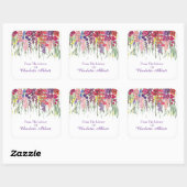 Multifloral Drop Bookplate met Naam Aanpassing Vierkante Sticker (Vel)