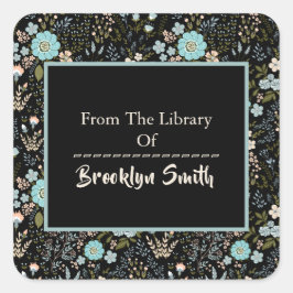  multiflorale botanische thema boekenplaat vierkante sticker