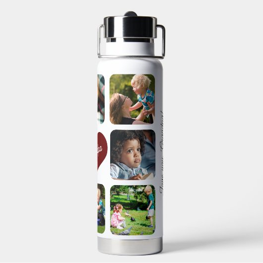 Multifoto collage beste opa ooit gepersonaliseerd waterfles (Achterkant)