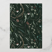 Multifoto elegante waterverf botanische donkergroe folie feestdagenkaart (Achterkant)